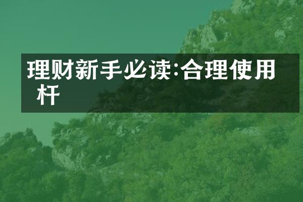 理财新手必读:合理使用杠杆