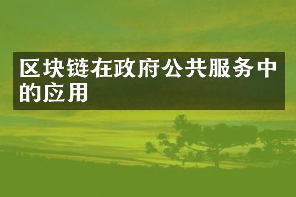 区块链在政府公共服务中的应用