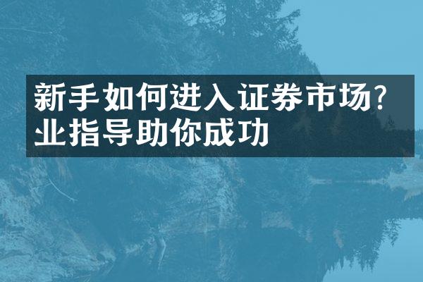 新手如何进入证券市场?专业指导助你成功