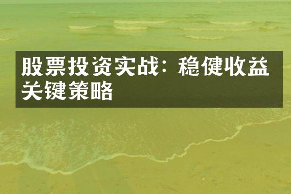 股票投资实战: 稳健收益的关键策略