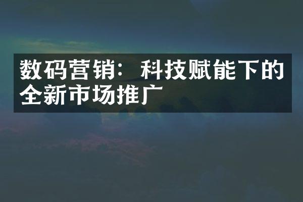 数码营销：科技赋能下的全新市场推广